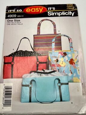 Simplicity It's So Easy Pattern 4909 Tote Bags